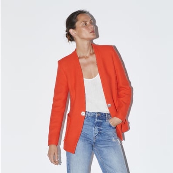 208. vibrant orange Zara blazer - Picture 3 of 3